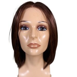 Henry Mangu Avery Synthetic Wig Front Lace Center Part Brown Auburn 6H NWT